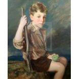 Louis Ginnett (1875-1946)oil on canvasPortrait of a boy holding an applesigned and dated 192929.5