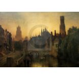 T.E.Dawson (19th C.)oil on canvasBruges at nightsigned and dated 188132 x 48in.CONDITION: Oil on