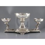 A good ornate George V silver centrepiece by Mappin & Webb, of shaped rectangular form, with three