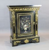 A Victorian ormolu mounted ebonised and pietra dura pier cabinet, with highly ornate ormolu mounts