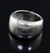 A modern Cartier large 18ct white gold band, signed and numbered G82153, size N/O, 13.9 grams.