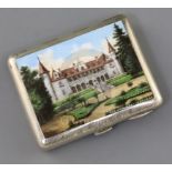 A late 19th/early 20th century German 800 standard silver and enamel cigarette case, the lid