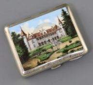 A late 19th/early 20th century German 800 standard silver and enamel cigarette case, the lid