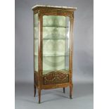 A late 19th century French Transitional style ormolu mounted kingwood and parquetry vitrine, in