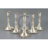 A set of four 18th century Swiss silver candlesticks (Beromunster) and two similar early 19th