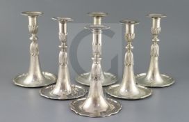 A set of four 18th century Swiss silver candlesticks (Beromunster) and two similar early 19th