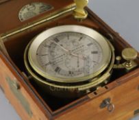 Thomas Mercer of London. A late 19th century 2.5 day marine chronometer, with silvered dial engraved