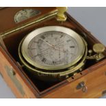 Thomas Mercer of London. A late 19th century 2.5 day marine chronometer, with silvered dial engraved