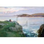 § Frank McKelvey (1895-1974)oil on boardFigures seated on sea cliffssigned11.5 x 16.5in.CONDITION: