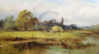 John Horace Hooper (c.1850-1899)oil on canvas"Midsummer, Haymaking near Goring"signed23.5 x 41.5in.