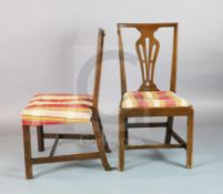 A set of ten George III country Chippendale mahogany dining chairs, with pierced splats and drop