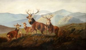 Byron Webb (fl.1846-1866)oil on canvasHighland scene with deer30 x 50in.CONDITION: Oil on canvas