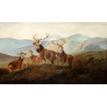 Byron Webb (fl.1846-1866)oil on canvasHighland scene with deer30 x 50in.CONDITION: Oil on canvas