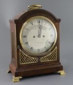 James Warren Jnr of Canterbury. A George III mahogany bracket clock, with arched case and painted