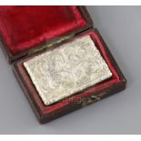 A George IV silver gilt rectangular vinaigrette by Nathaniel Mills, in original fitted leather