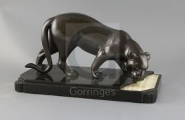 Attributed to Irene Rochard. A French Art Deco PATINATED SPELTER model of a panther