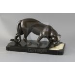 Attributed to Irene Rochard. A French Art Deco PATINATED SPELTER model of a panther