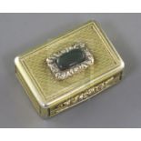 A George IV Scottish? engine turned silver gilt rectangular vinaigrette, with inset bloodstone