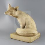 A rare large Royal Doulton stoneware figure of a seated fox, c.1930, probably modelled by Harry