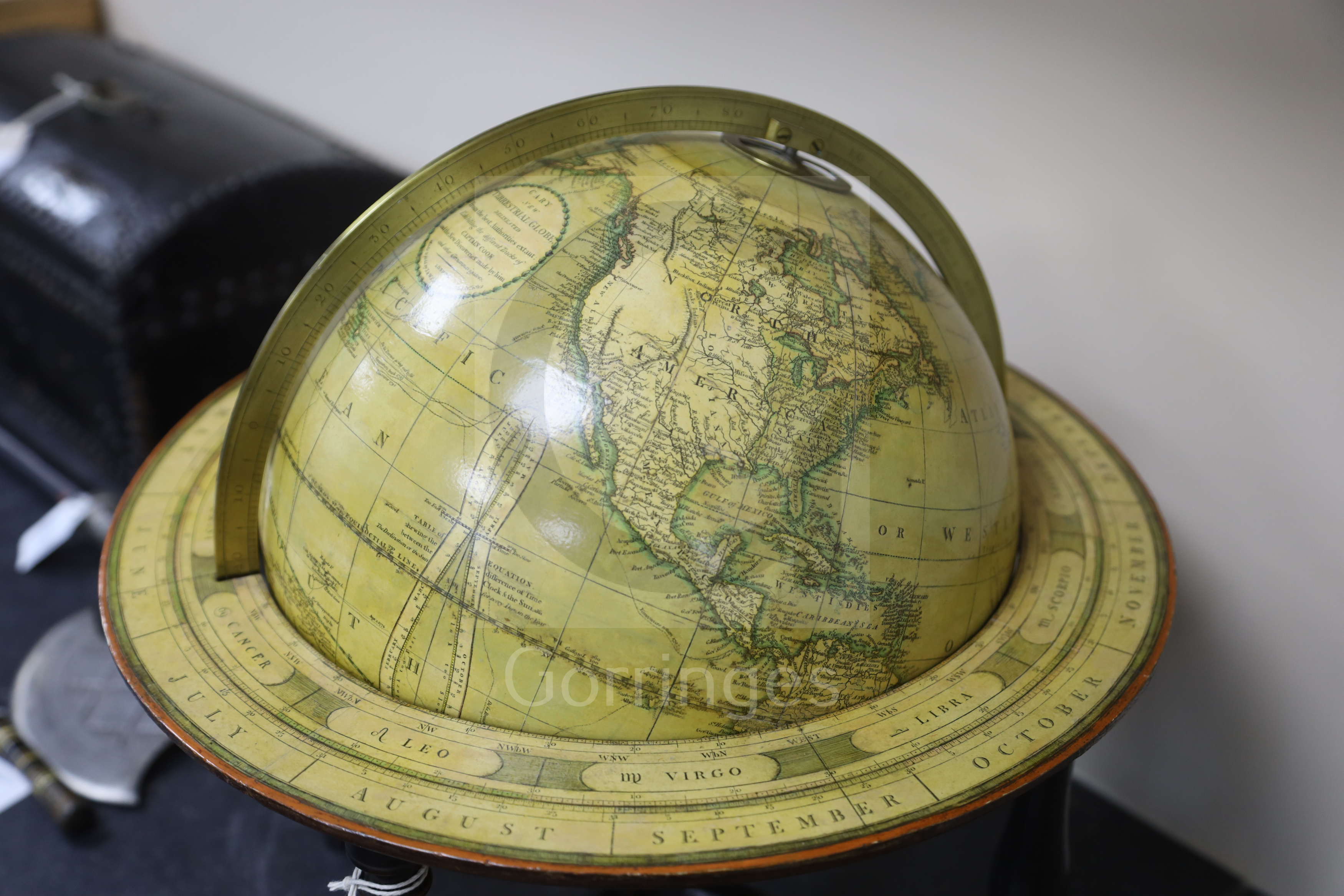 A Cary's New Terrestrial globe, made and sold by J & W Cary, January 1812, on ebonised stand, - Image 4 of 4