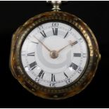 A George III silver gilt and tortoiseshell pair cased keywind verge pocket watch by E. Harrison,