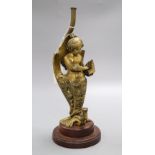 An ormolu angelic figural table lamp base, height 27cm