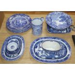 A collection of blue and white pottery