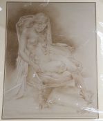 Franco Matania (1922-2006), pastel, Female nude in an armchair, signed, 45 x 35cm