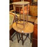 A 1920's oak shaped circular topped occasional table, W.50cm and a gateleg table, W.60cm