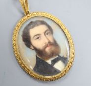 Alessandro Cittadini (1820 - 1877), oval portrait miniature of a gent dated 69, gold? filigree