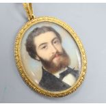 Alessandro Cittadini (1820 - 1877), oval portrait miniature of a gent dated 69, gold? filigree