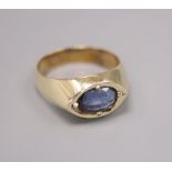 A 14ct gold and sapphire dress ring, size Q, gross 7.8 grams
