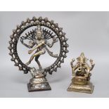 Two Indian metalware deities, tallest 28cm