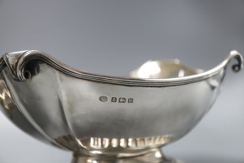 A pair of George V oval silver bowls with scrolling rims and heavy fluted bases, stamped Alexander - Image 2 of 2