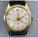 A gentleman's gold plated Tudor Shock Resisting wristwatch