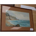 Herbert Harding Bingley (1887-1972), watercolour, Cornish coastal landscape, signed, 21 x 38cm