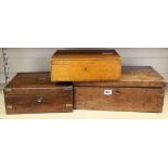 Two 19th century writing slopes and a Regency work box