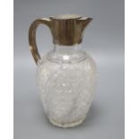 A Victorian silver mounted cut glass claret jug, makers Hukin & Heath, London 1891, H.23cm