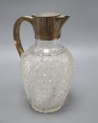 A Victorian silver mounted cut glass claret jug, makers Hukin & Heath, London 1891, H.23cm
