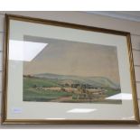 F.Fielding, watercolour, Sussex Downs, signed and dated 1931, 33 x 54cm