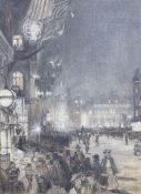 Charles William Wyllie (1853-1923), oil on canvas laid on board, Town Square with figures