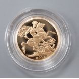 A Queen Elizabeth II gold proof sovereign, 2014, limited edition presentation 0558/7500, wood case