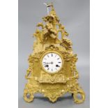 A French gilt figural mantel clock, by Rollis of Paris, height 36cm