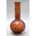 A Chinese amber glass bottle vase, height 37cm