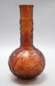 A Chinese amber glass bottle vase, height 37cm