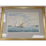 David Griffin (Wapping Group), watercolour, Racing Gaffers of St Mawes, signed and dated 1990