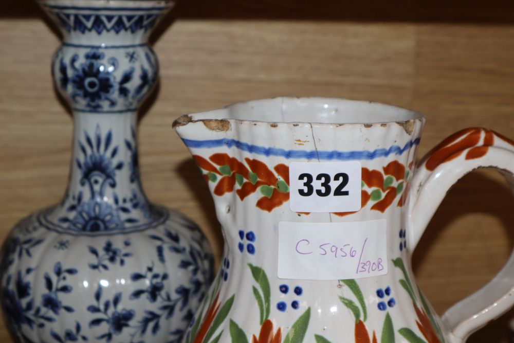 A Delft vase, height 27cm, quimper and faience ceramics - Image 2 of 5