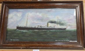 English School, oil on board, T.S.S. Turakina, New Zealand Shipping Co, 24 x 30cm