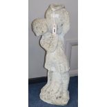A reconstituted stone garden figure of a girl with a water pitcher, H.69cm