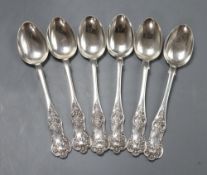 A set of six Victorian Scottish silver Kings pattern teaspoons, maker Buchanan of Glasgow 1859,